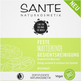 Feste Mattierende Gesichtsreinigung Bio-Grapefruit & Meersalz