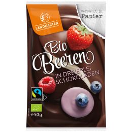 Bio Beeren in dreierlei Schokoladen